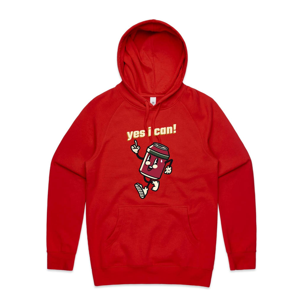 Yes I Can - Mens Hoodie Red Mens Hoodie Positivity Printed In Australia