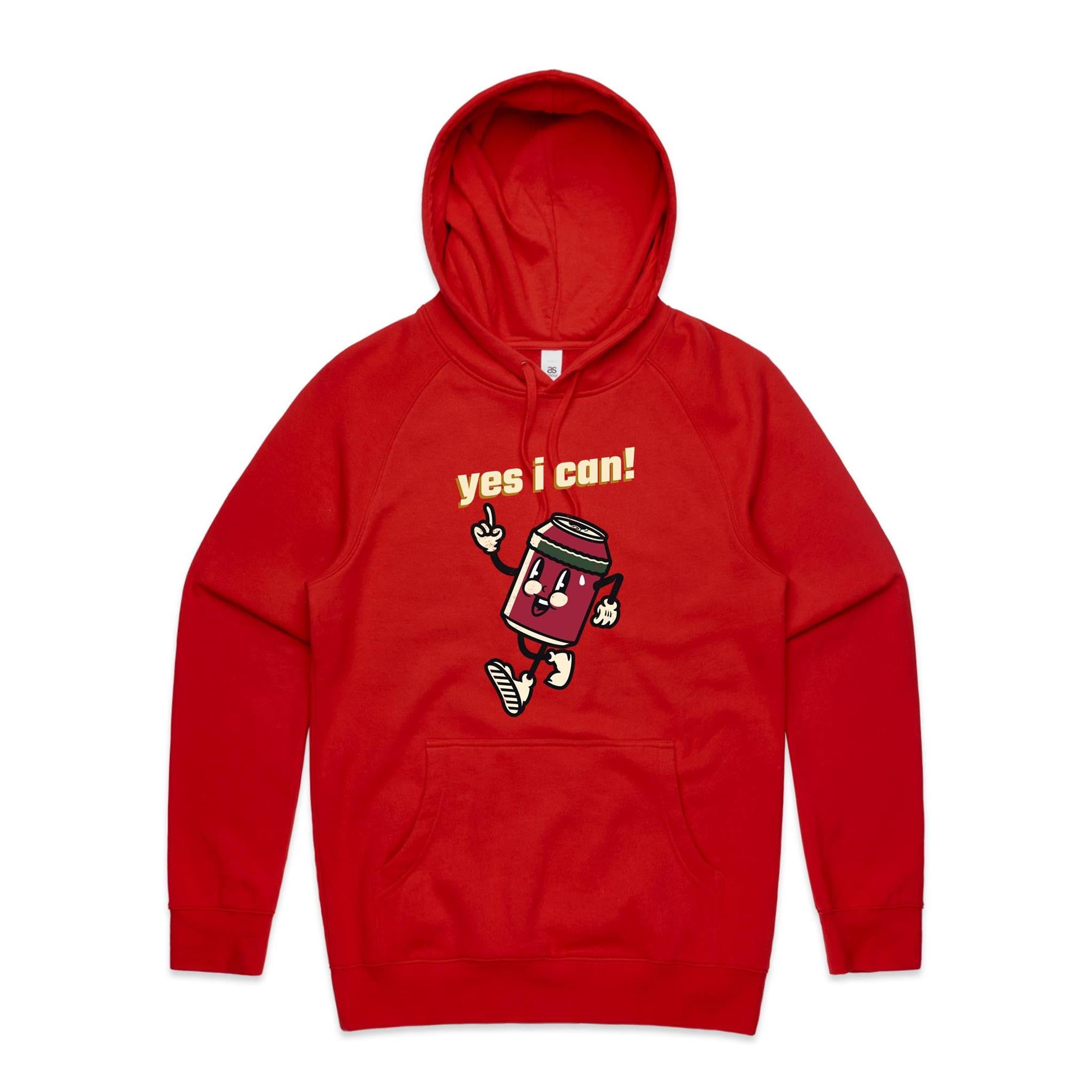 Yes I Can - Mens Hoodie Red Mens Hoodie Positivity Printed In Australia