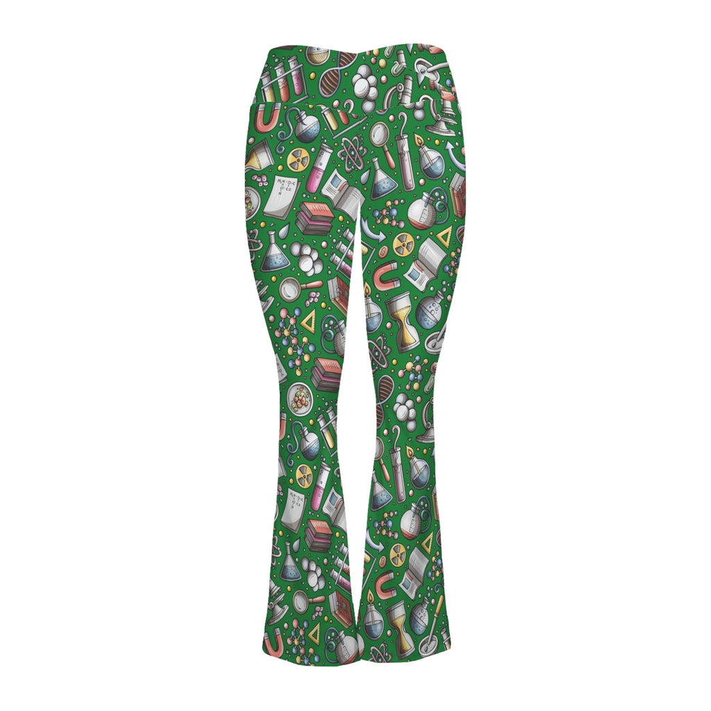 Science Love High Waist Crossover Tummy Control Flare Leggings High Waist Flare Leggings Printed Offshore Science