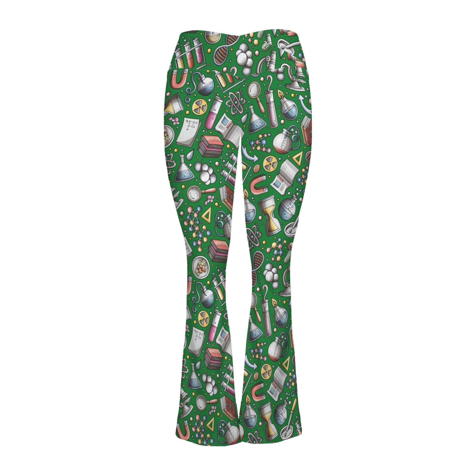Science Love High Waist Crossover Tummy Control Flare Leggings High Waist Flare Leggings Printed Offshore Science