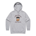 Coffee Has Me Feline Good - Womens Hoodie Grey Marle Womens Hoodie animal Coffee Printed In Australia