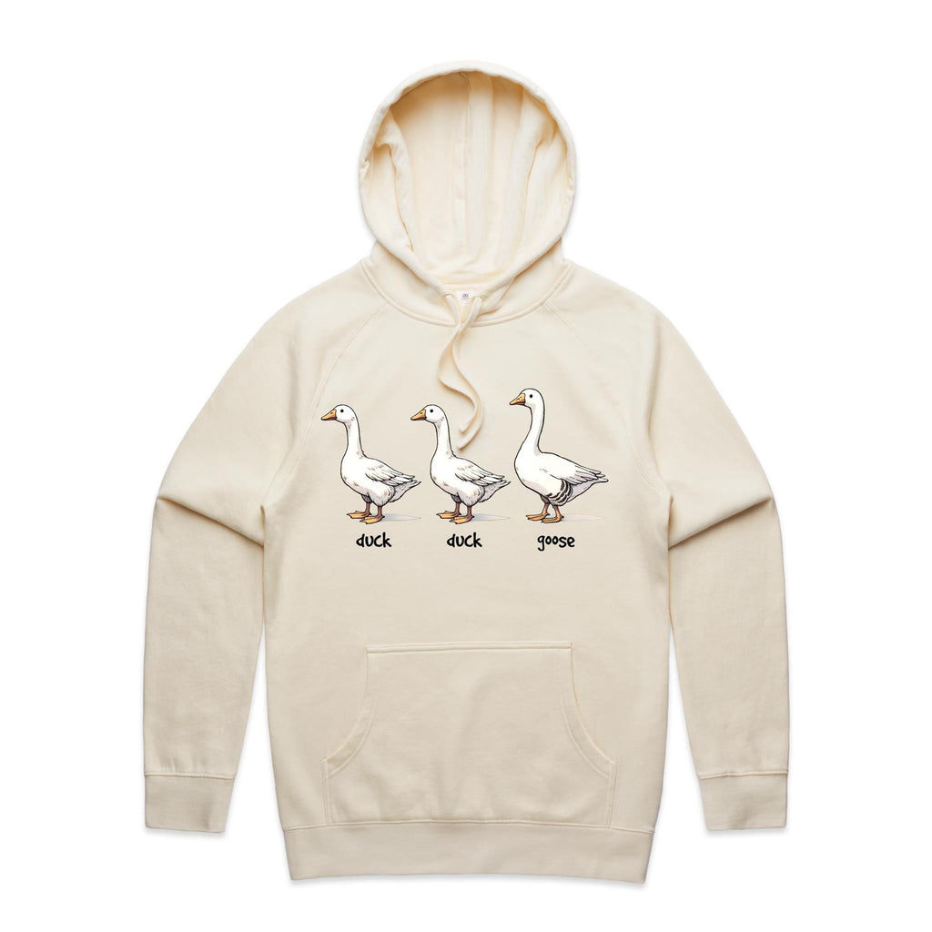Duck Duck Goose - Mens Hoodie Ecru Mens Hoodie animal Printed In Australia