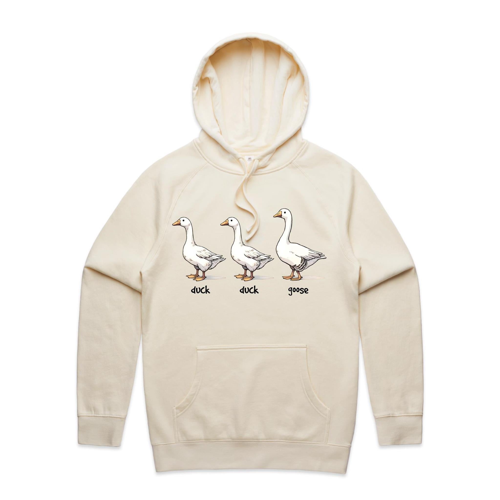 Duck Duck Goose - Mens Hoodie Ecru Mens Hoodie animal Printed In Australia