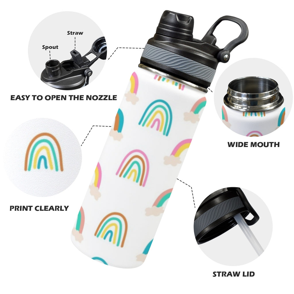 Cloud Rainbows - Insulated Water Bottle with Dual-Use Lid (18oz) Insulated Water Bottle with Dual-Use Lid (18oz) Printed Offshore