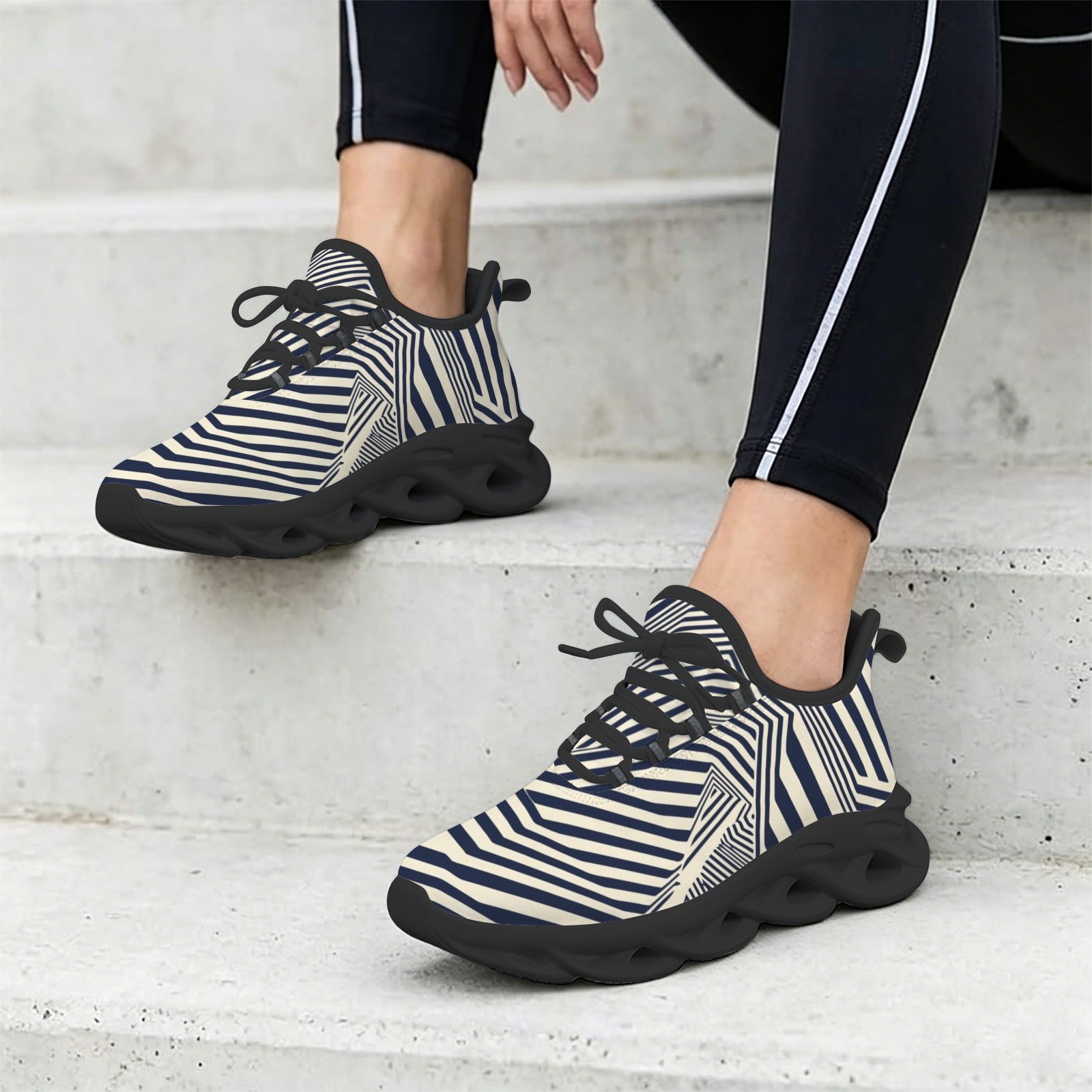 Black Stripes Women's Twisted Sole Sneakers
