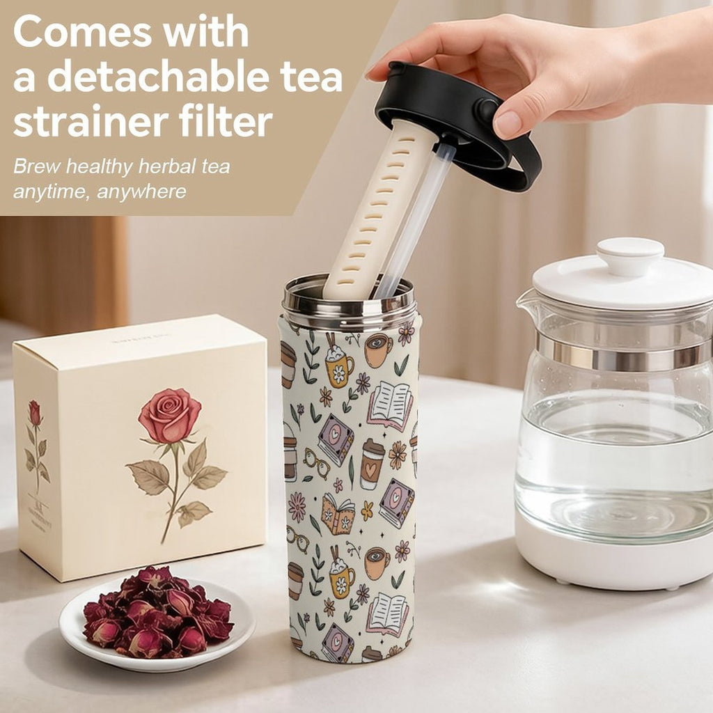 Books And Coffee 20oz Tea Tumbler with Carry Handle