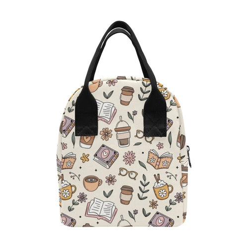 Books And Coffee - Zipper Lunch Bag Zipper Lunch Bag Printed Offshore