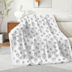 Dog Paws In Black And White - Double-Layer Fleece Blanket 51"x59"