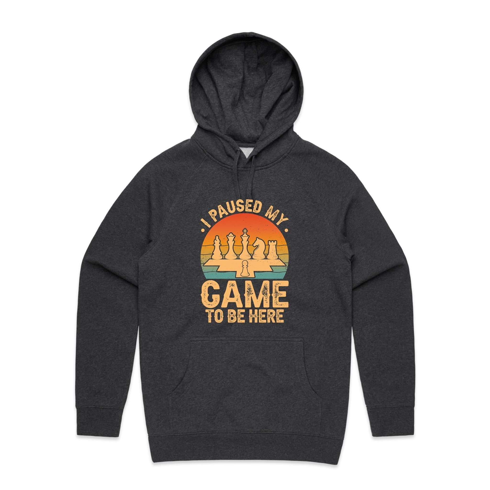 Chess, I Paused My Game To Be Here - Mens Hoodie Asphalt Marle Mens Hoodie Chess Games Printed In Australia