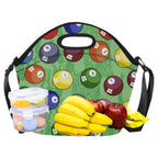 Pool Balls Neoprene Lunch Bag/Large (Model 1669) Neoprene Lunch Bag Games Printed Offshore