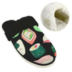 Happy Sushi Men's Fur Trim Thick-Sole Indoor Slippers Men's Fur Trimmed Slippers Food Printed Offshore