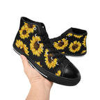 Sunflowers On Black - Women's High Top Canvas Shoes