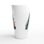 Coral Sea Initial - White Latte 17oz Ceramic Mug Personalised Latte Mug customise Globally Fulfilled Initial Name