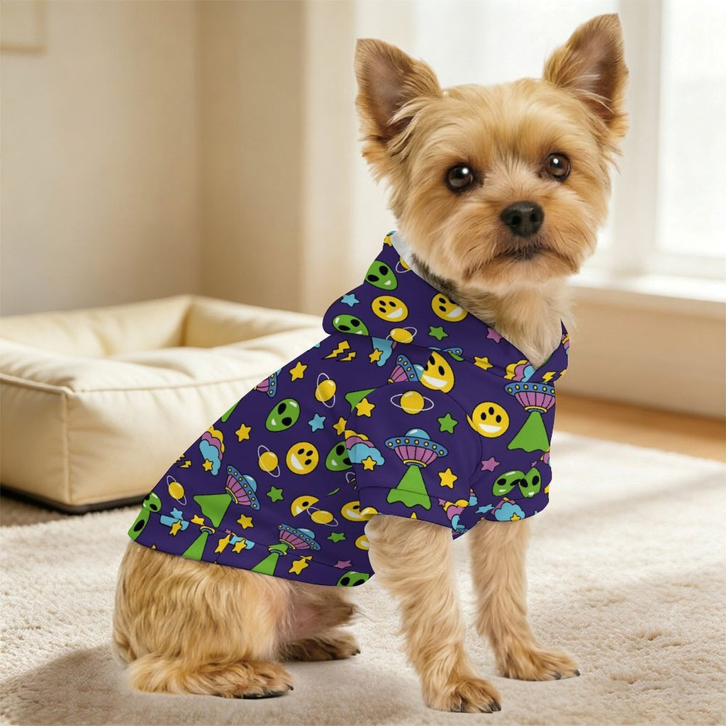 Groovy Alien And UFO Pet Hoodie (Small Size)