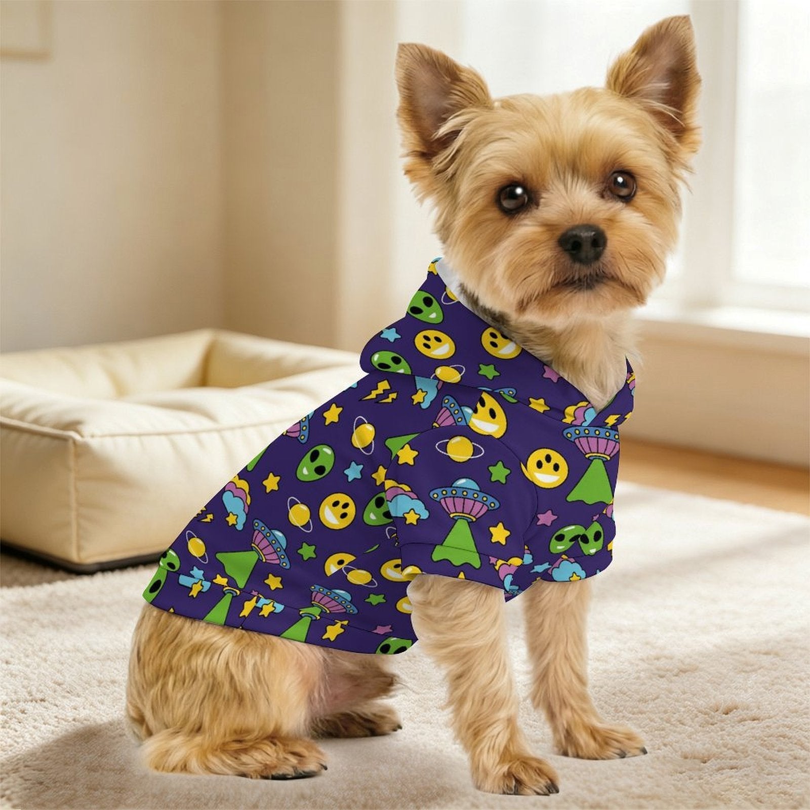 Groovy Alien And UFO Pet Hoodie (Small Size)