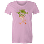 Here For The Food - Womens T-shirt Pink Womens T-shirt Food Printed In Australia