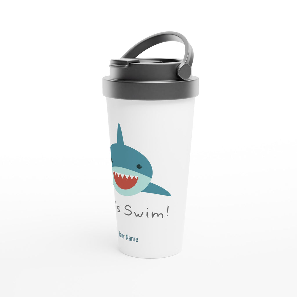 Personalised - Let's Swim - White 15oz Stainless Steel Travel Mug Personalised Travel Mug coffee funny Globally Fulfilled
