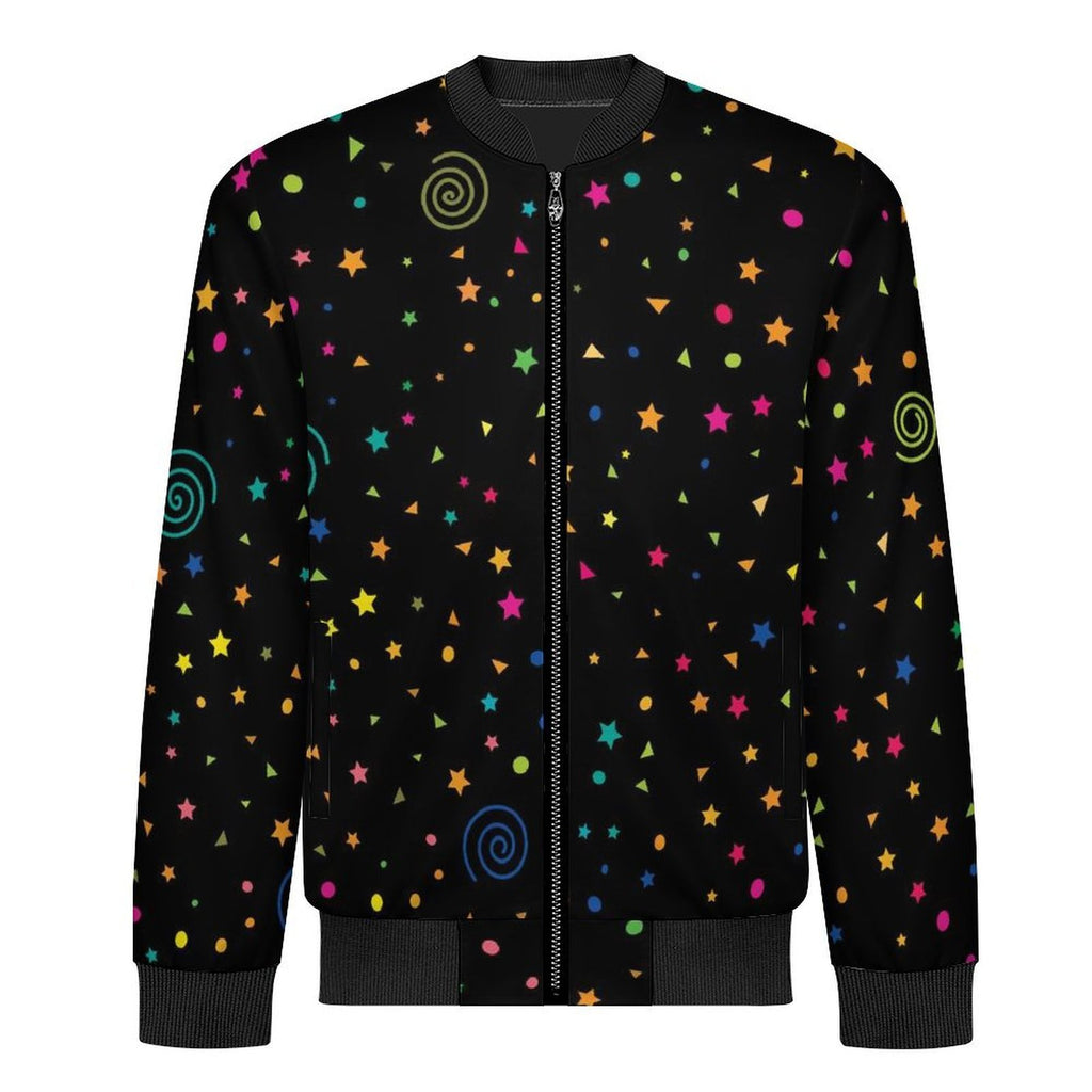 Stars And Swirls Men's Casual Zip‑Up Bomber Jacket