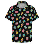 Colourful Cassette Tapes Women's Short-Sleeve Button Up Shirt Women's Short-Sleeve Button Up Shirt Music Printed Offshore Retro