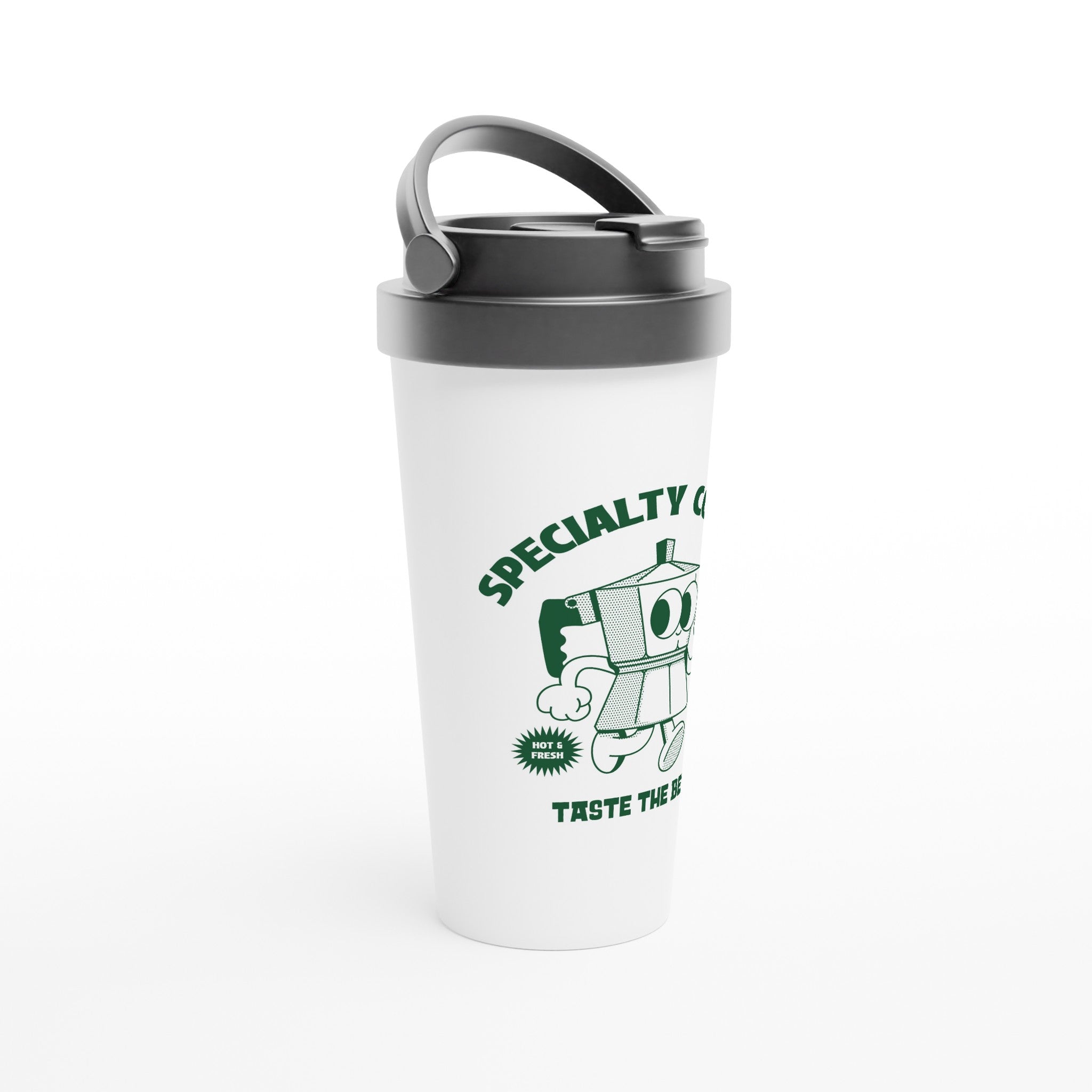 Specialty Coffee - White 15oz Stainless Steel Travel Mug Travel Mug Coffee Globally Fulfilled Retro