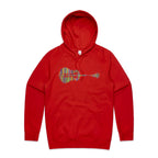 Guitar Reflection In Colour - Mens Hoodie Red Mens Hoodie Music Printed In Australia