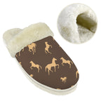 Horses Men's Fur Trim Thick-Sole Indoor Slippers Men's Fur Trimmed Slippers animal Printed Offshore