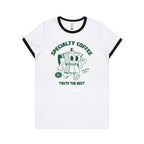 Specialty Coffee - Women's Ringer Tee White Black Womens Ringer T-shirt Coffee Printed In Australia