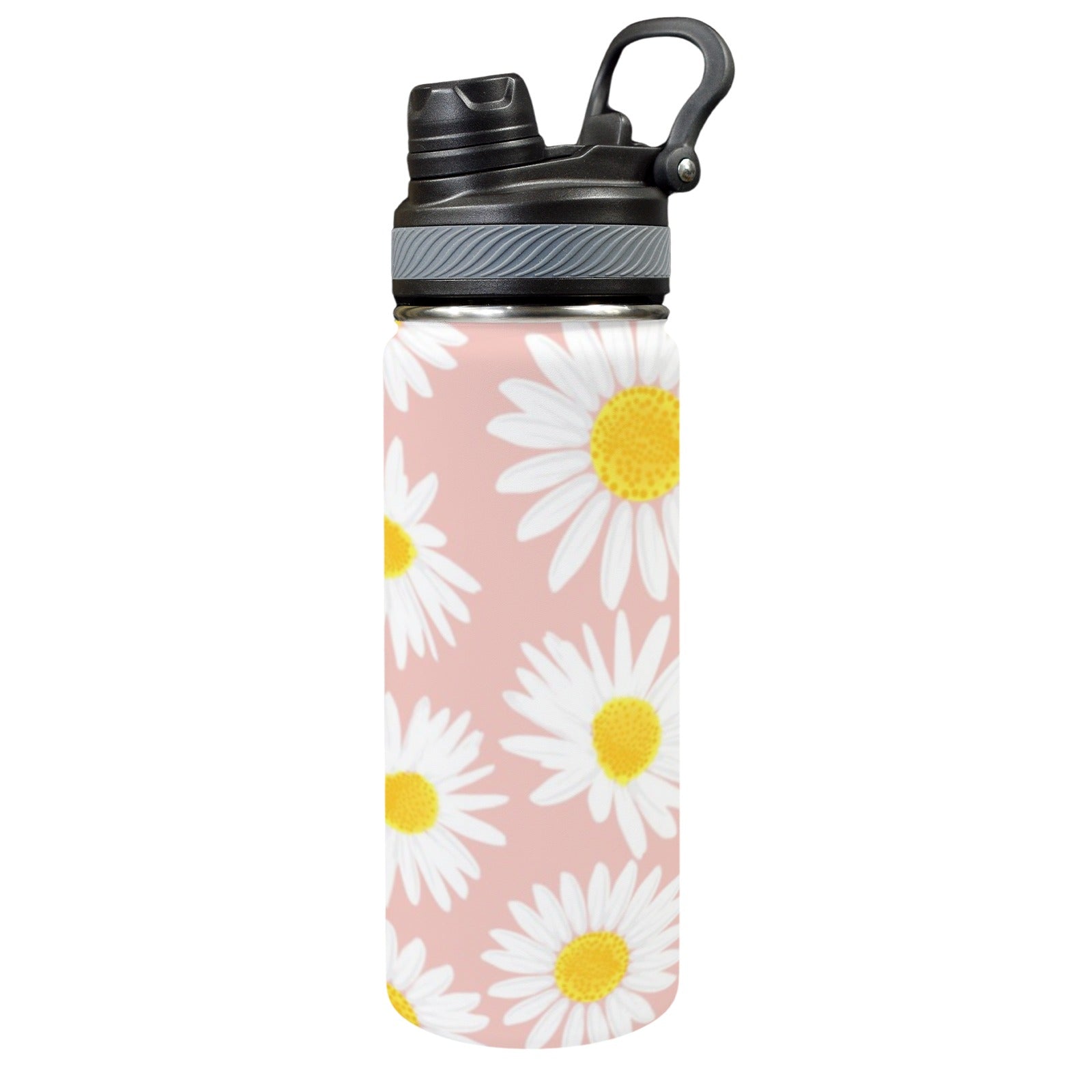 Daisies - Insulated Water Bottle with Dual-Use Lid (18oz) One Size Insulated Water Bottle with Dual-Use Lid (18oz) Plants Printed Offshore