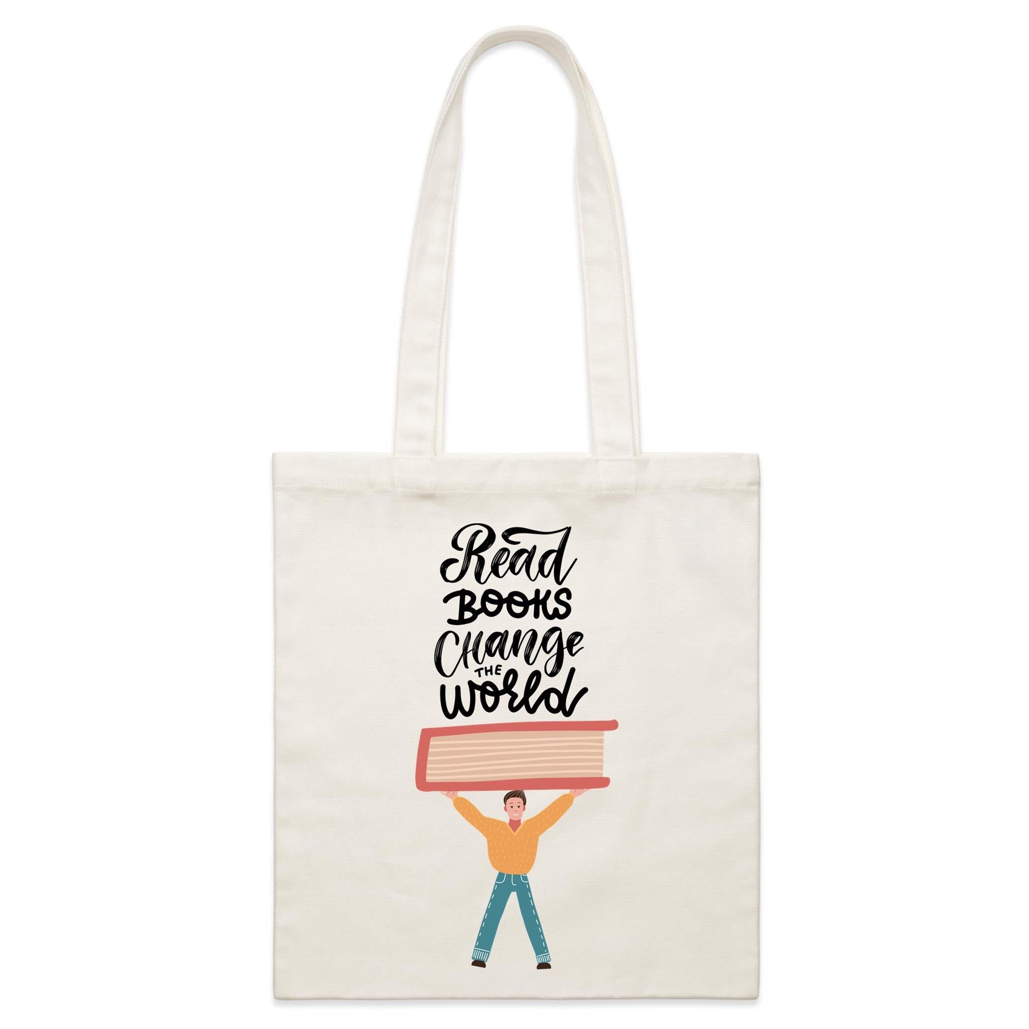 Read Books, Change The World - Parcel Canvas Tote Bag Default Title Small Tote Bag Printed In Australia Reading