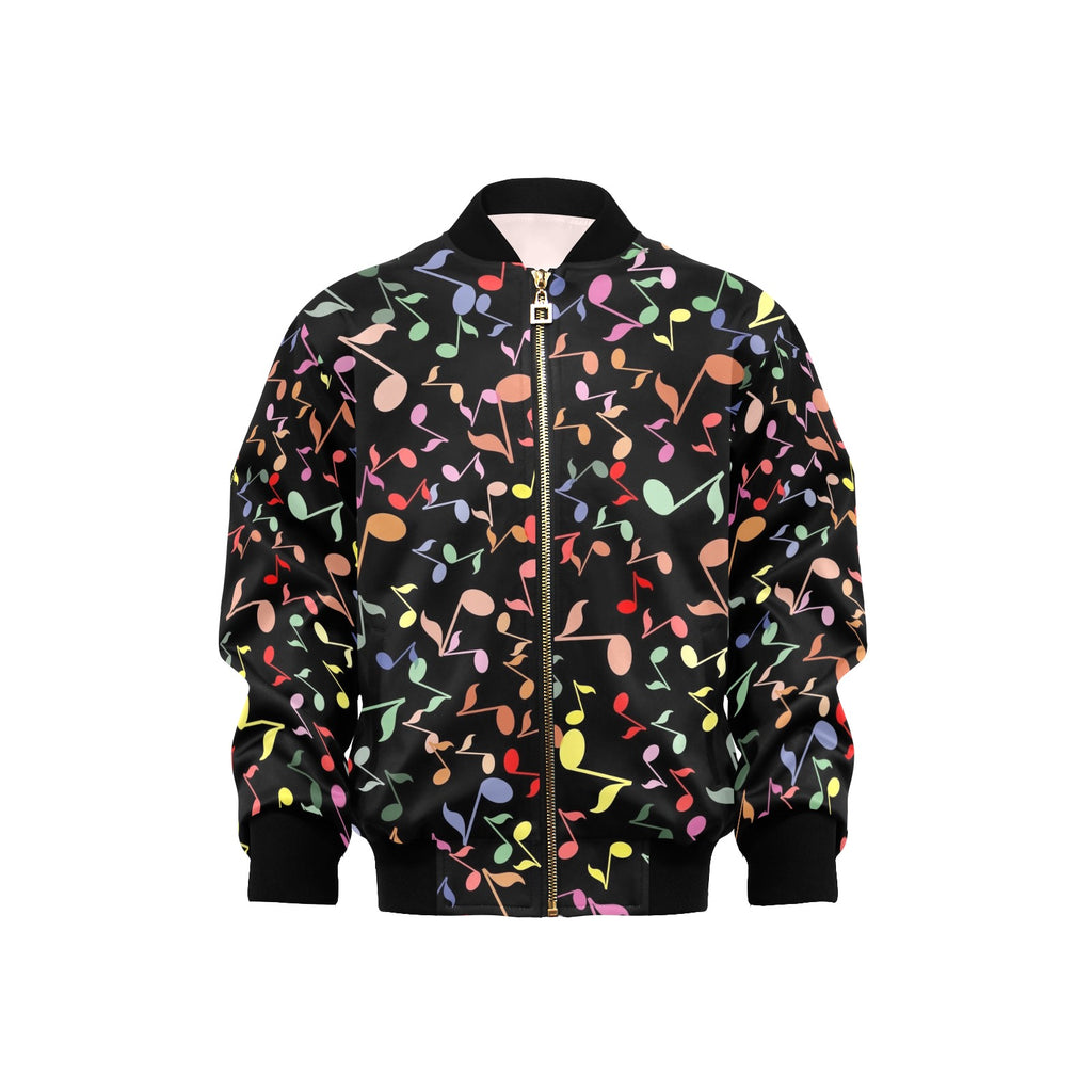 Quavers, Music Notes Kids Bomber Jacket XL Kids Bomber Jacket Music Printed Offshore