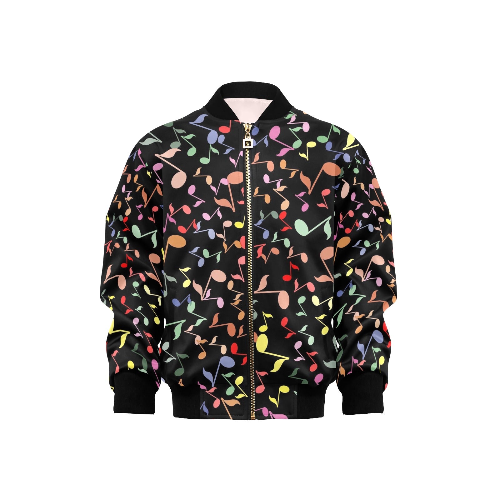 Quavers, Music Notes Kids Bomber Jacket XL Kids Bomber Jacket Music Printed Offshore