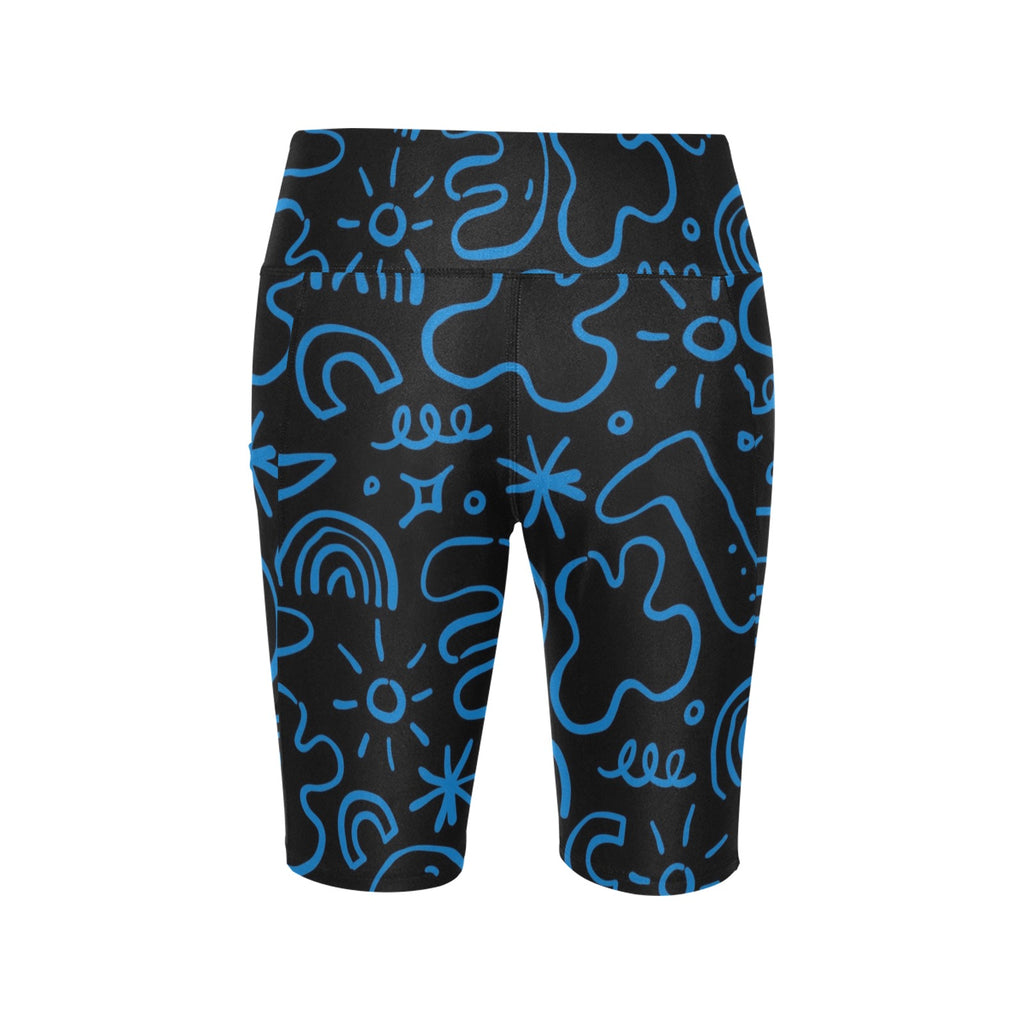 Blue Squiggle Women's Bike Shorts With Side Pockets Women's Bike Shorts Printed Offshore