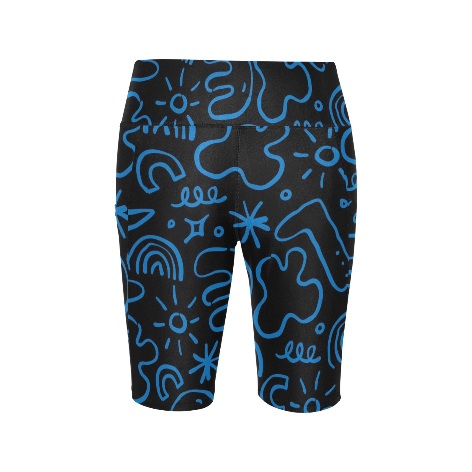 Blue Squiggle Women's Bike Shorts With Side Pockets Women's Bike Shorts Printed Offshore