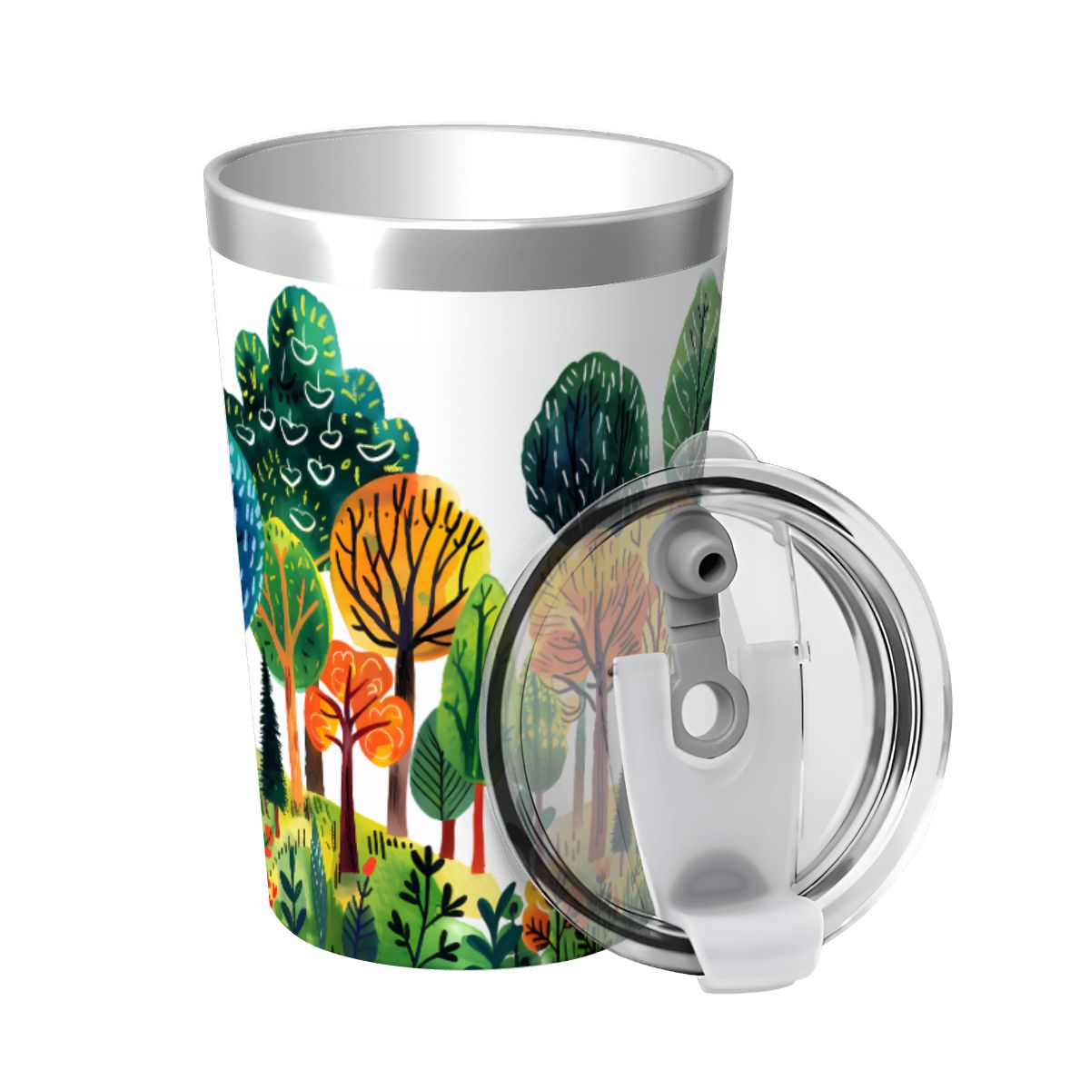 Colourful Forest Trees Small Stainless Steel Travel Mug Cup 12oz/350ml