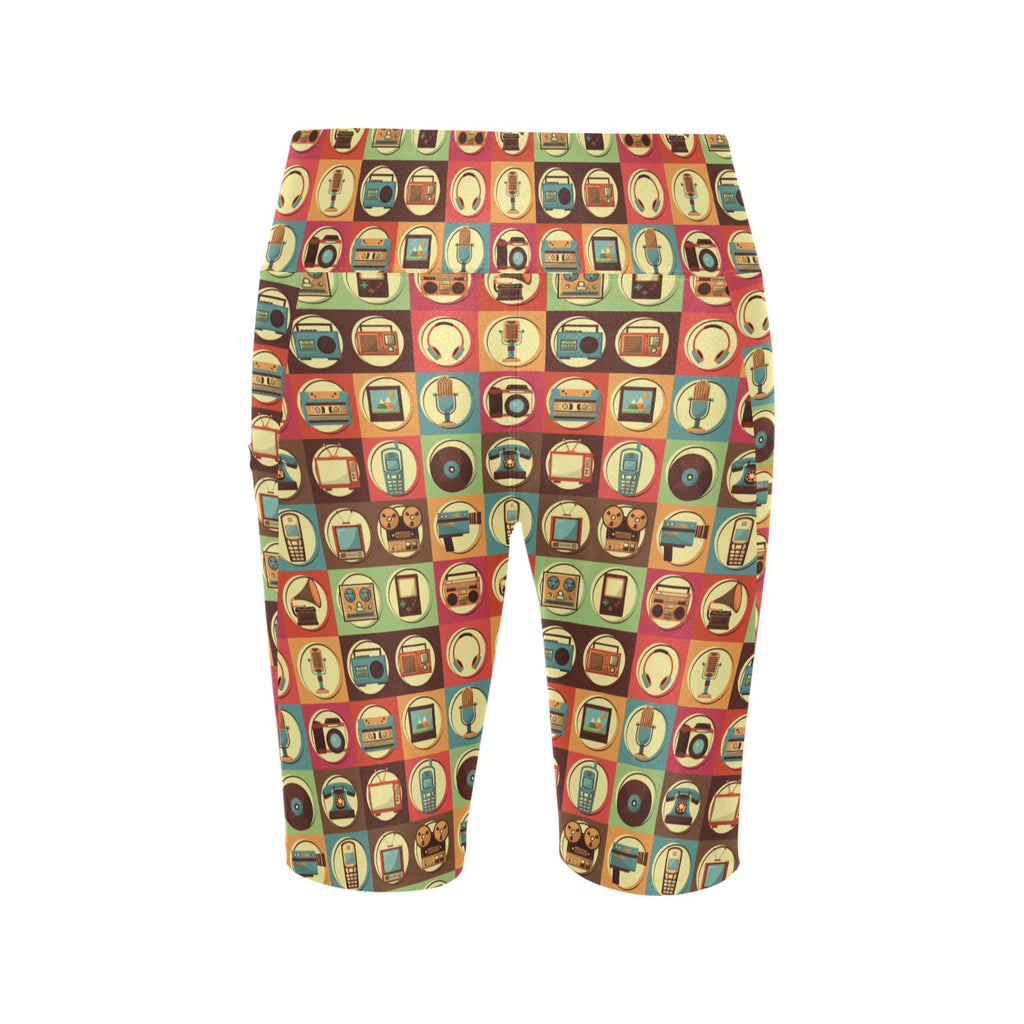 Retro Life Women's Bike Shorts With Side Pockets Women's Bike Shorts Printed Offshore Retro