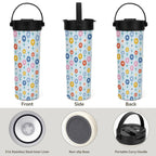 Cute Abstract Flowers 20oz Tea Tumbler with Carry Handle