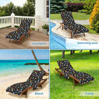 Fun Space Beach Chair Towel Cover with Side Pockets