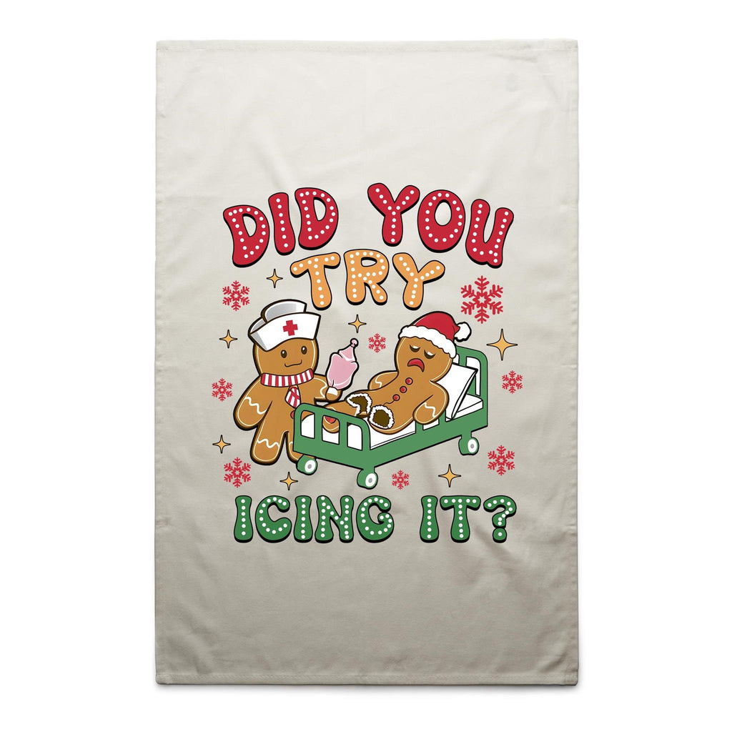 Gingerbread, Did You Try Icing It - AS Colour Tea Towel Cream One Size Christmas Tea Towel Christmas Printed In Australia