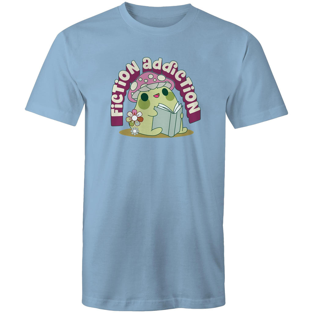 Fiction Addiction - Mens T-Shirt Carolina Blue Mens T-shirt Printed In Australia Reading