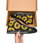 Sunflowers On Black - Women's High Top Canvas Shoes