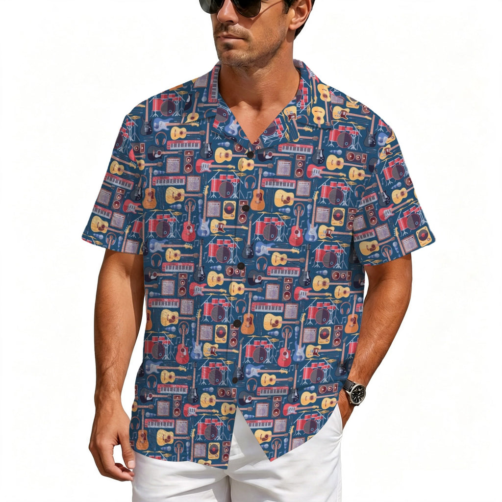 Music Instruments Men's Crinkle Hawaiian Shirt