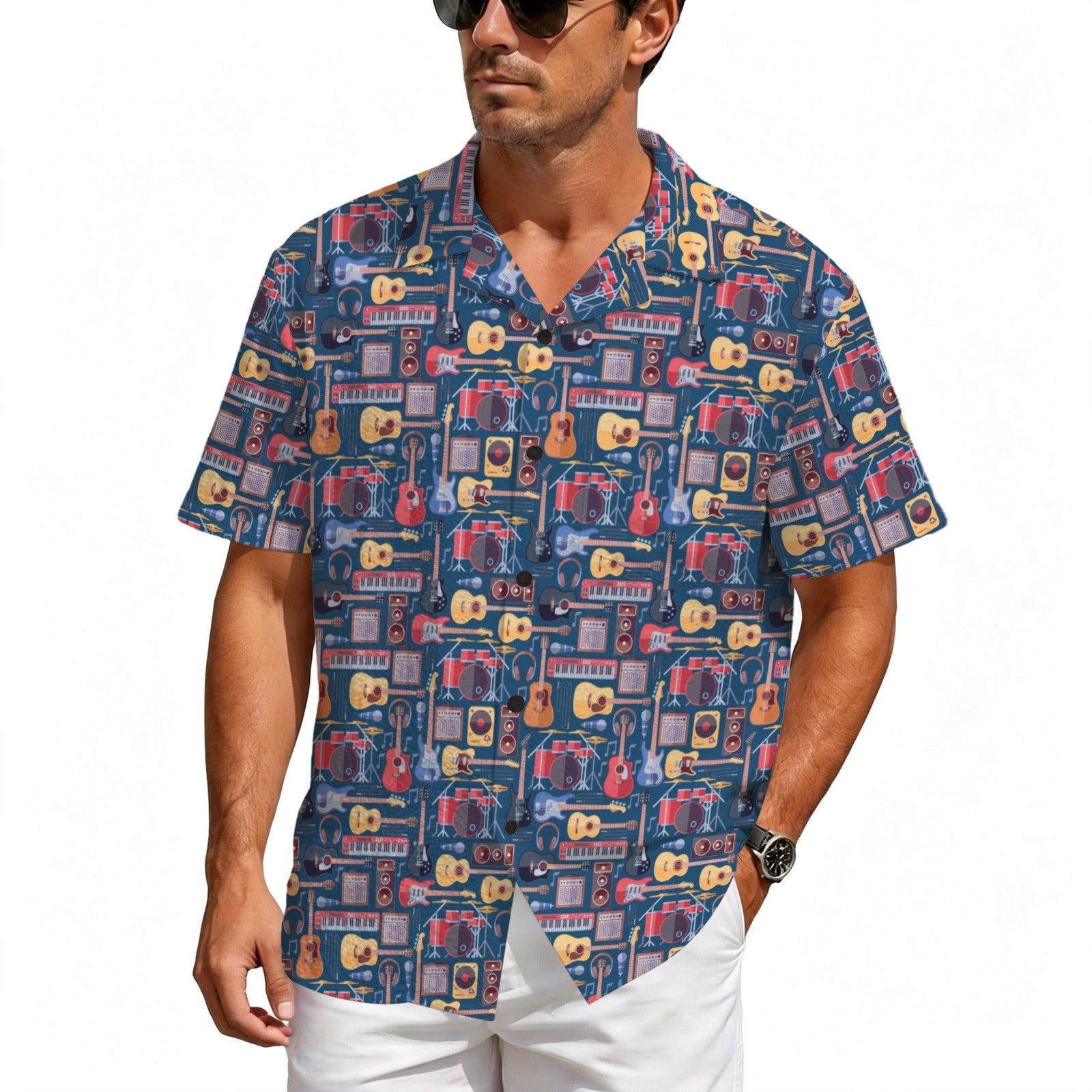 Music Instruments Men's Crinkle Hawaiian Shirt