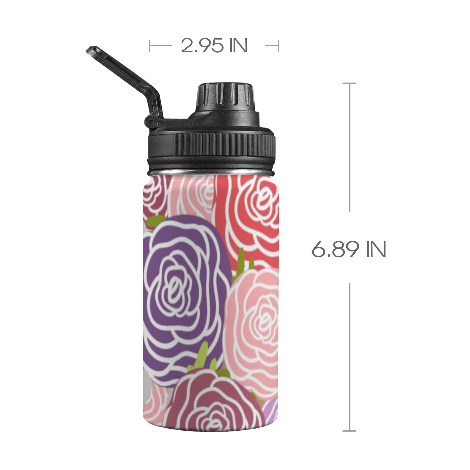 Abstract Roses - Kids Water Bottle with Chug Lid (12 oz) One Size Kids Water Bottle with Chug Lid Plants Printed Offshore