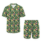 Frangipani Men's Hawaiian Shirt & Shorts Set Men's Hawaiian Shirt & Shorts Set Plants Printed Offshore