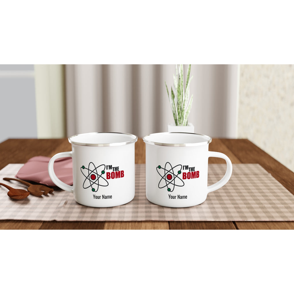 Personalised Mug - I'm The Bomb, Atom - White 12oz Enamel Mug Personalised Enamel Mug customise Globally Fulfilled Name Personalise Science