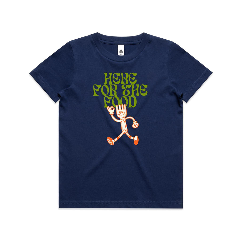 Here For The Food - Kids Youth T-shirt Cobalt Kids T-shirt Food Printed In Australia