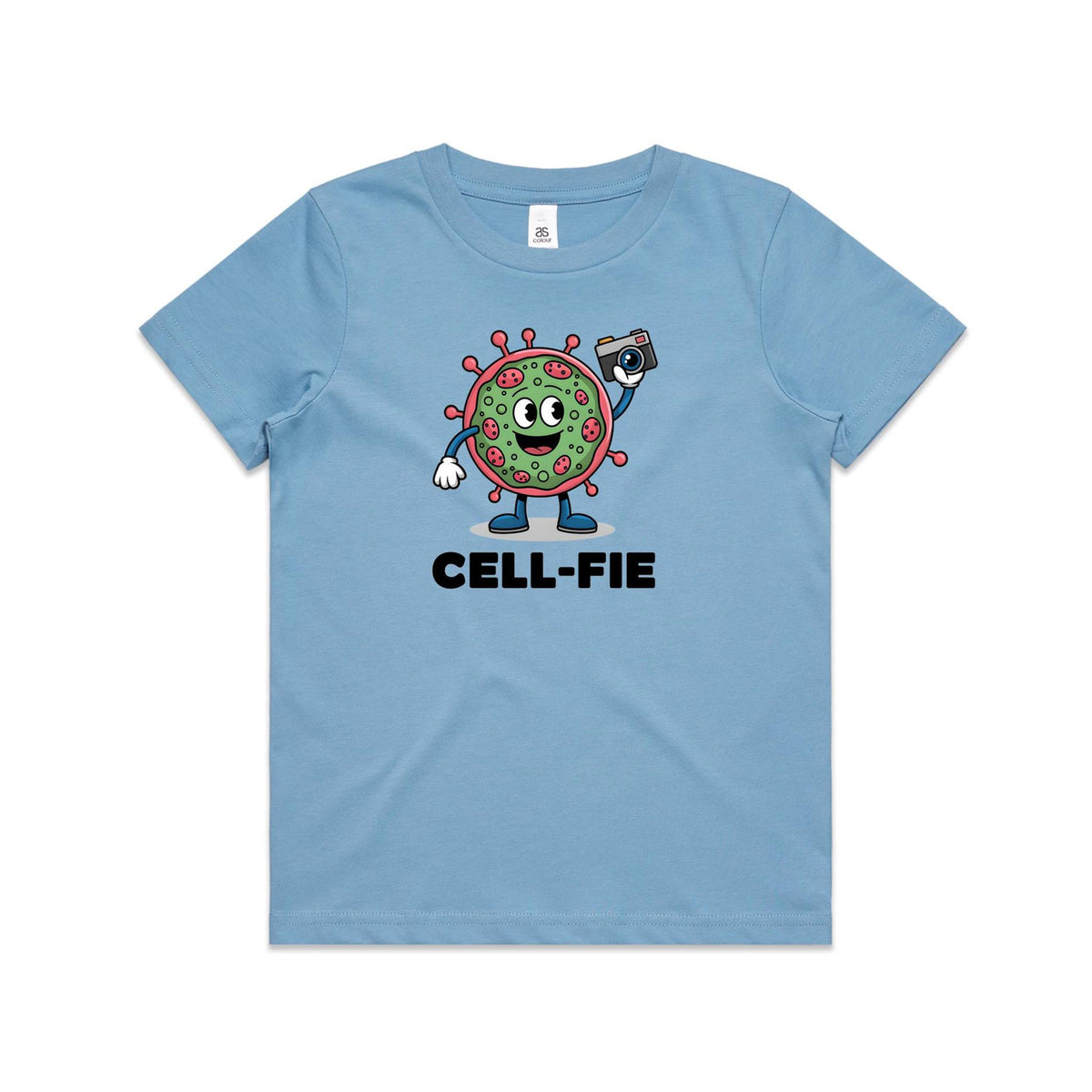 Cell-fie Cell Selfie Kids AS Colour T-shirt Carolina Blue Kids Youth T-shirt Printed In Australia Science