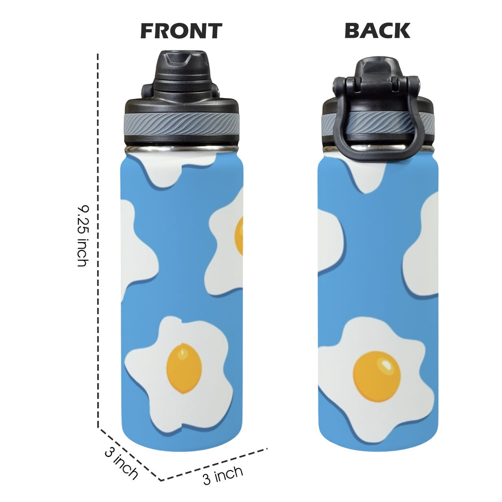 Fried Eggs - Insulated Water Bottle with Dual-Use Lid (18oz) Insulated Water Bottle with Dual-Use Lid (18oz) Food Printed Offshore