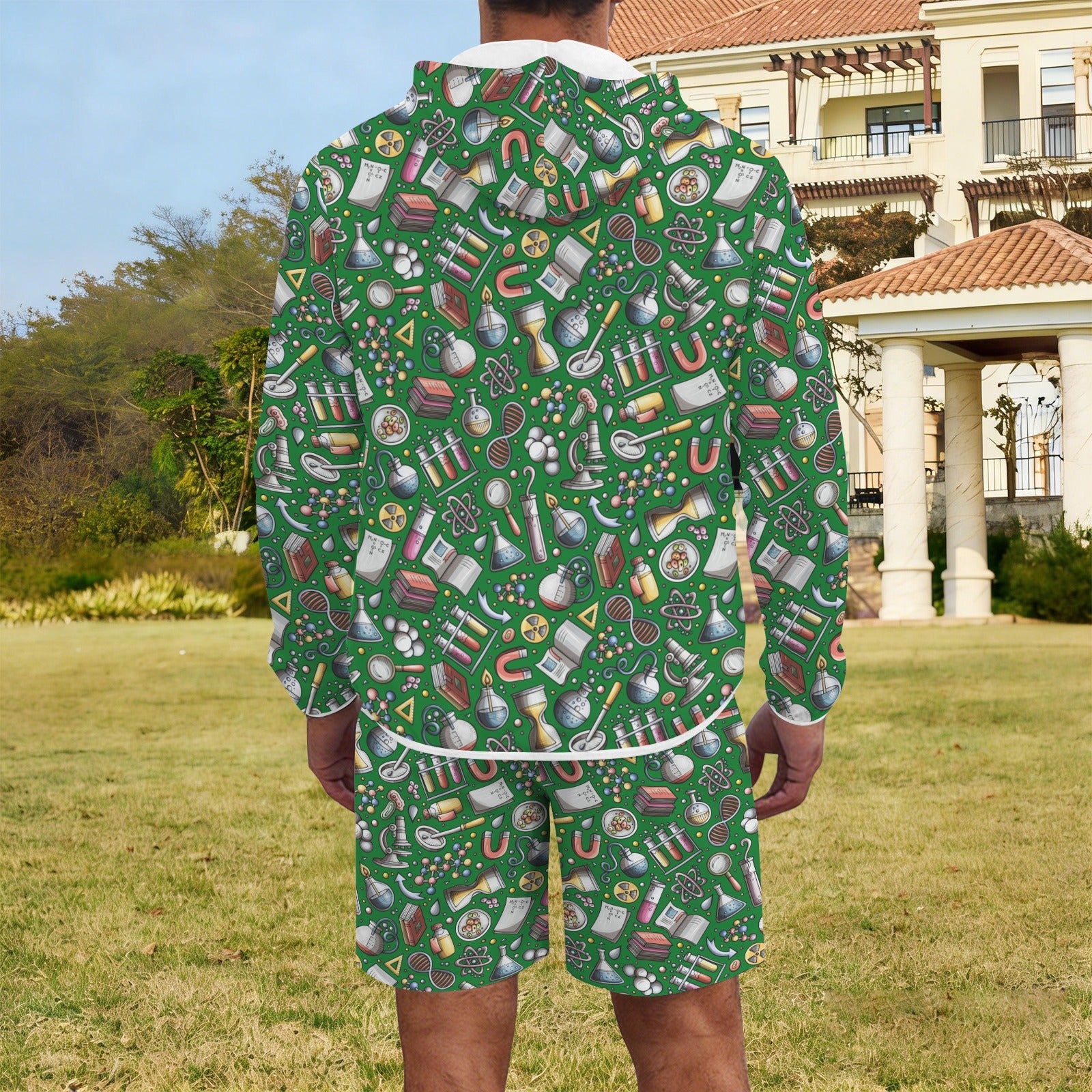 Science Love Men's Lightweight Sun Hoodie & Shorts Set Men's Lightweight Sun Hoodie & Shorts Printed Offshore Science