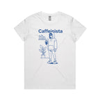 Caffeinista, Caffeine Women's AS Colour T-shirt White Womens T-shirt Coffee Printed In Australia